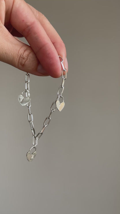 Pulsera eslabón + 3 iniciales corazón